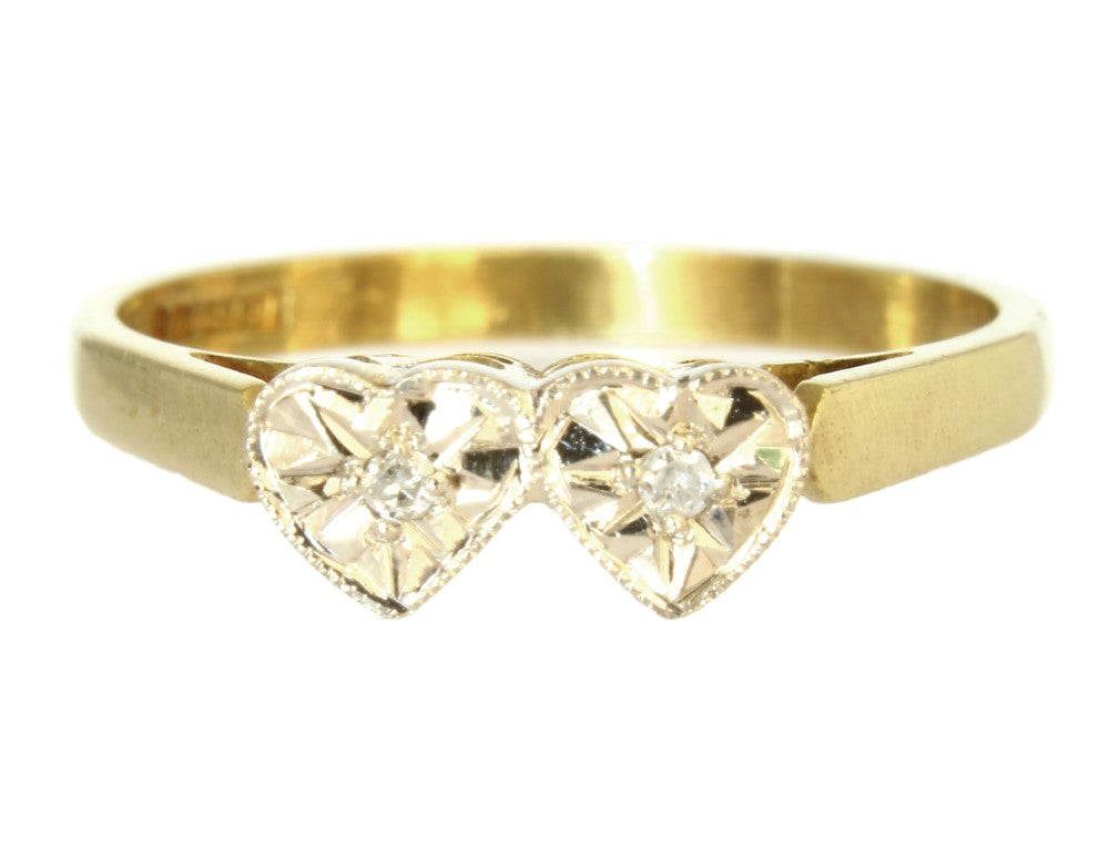 Vintage Diamond sweetheart Ring in 18k Gold - fk gems