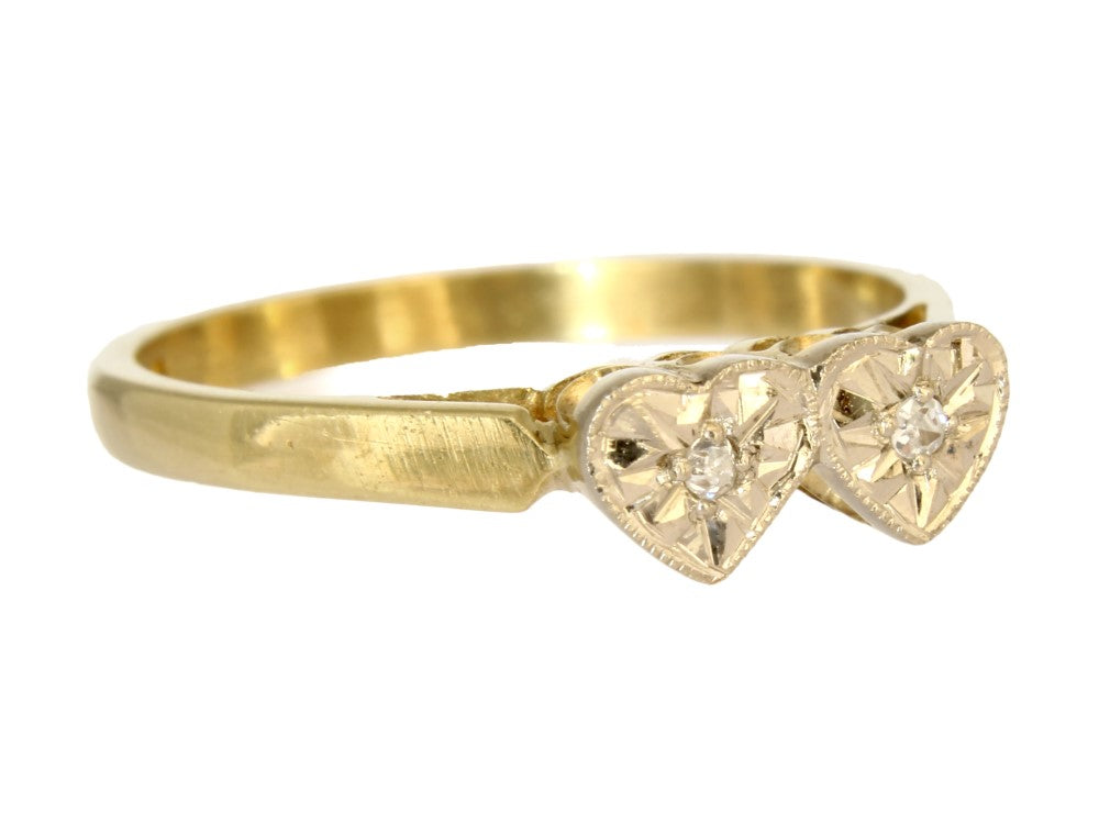 Vintage Diamond sweetheart Ring in 18k Gold - fk gems