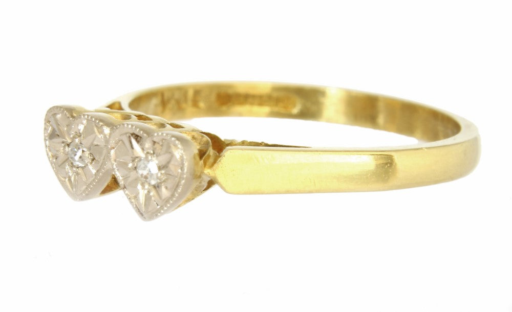 Vintage Diamond sweetheart Ring in 18k Gold - fk gems