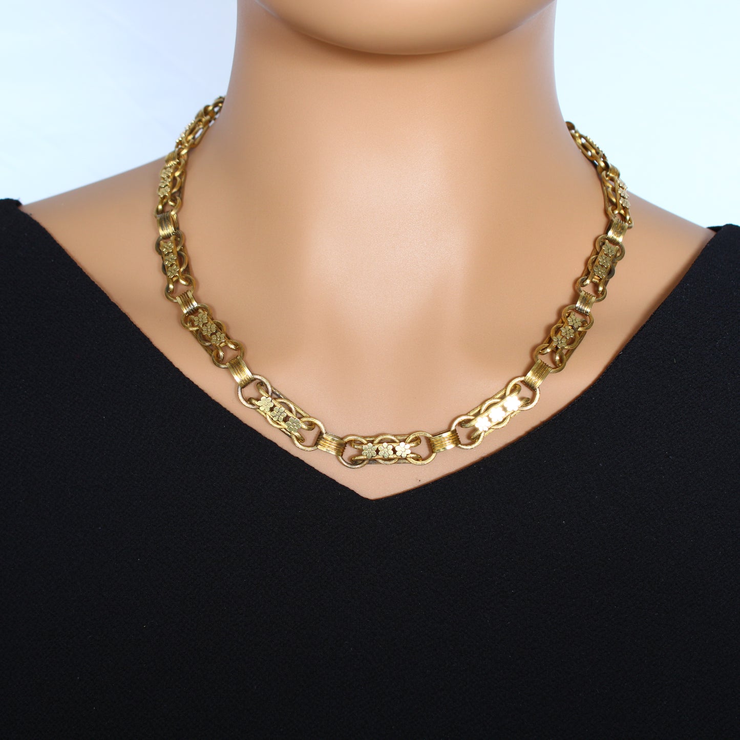 Victorian Gold Necklace, Antique Yellow Gold Fancy Chain,Vintage Neck Chain