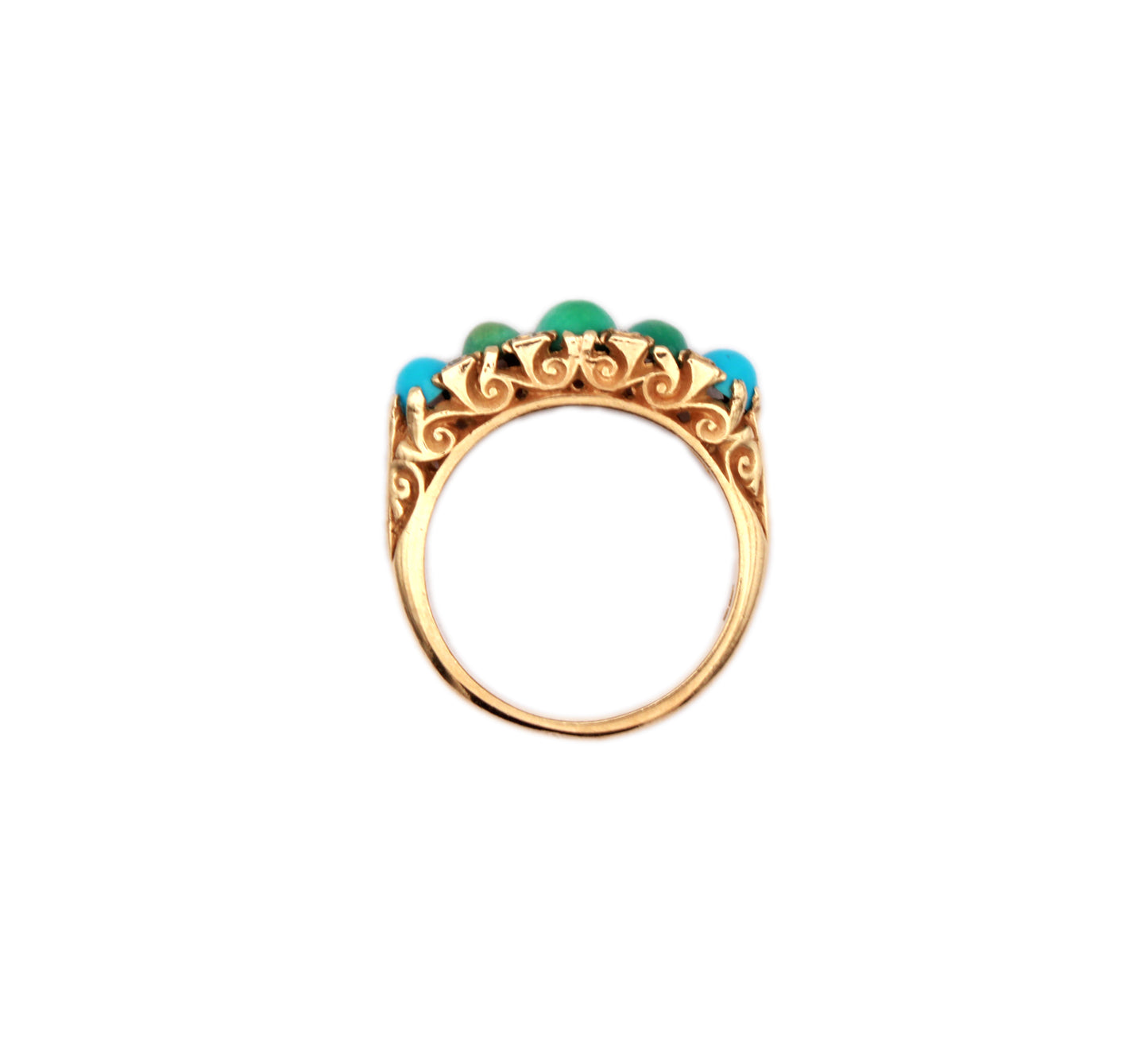 Vintage Turquoise Diamond Ring in 9K Yellow Gold, Size O UK,7 US, 55 EU, Resizing Available