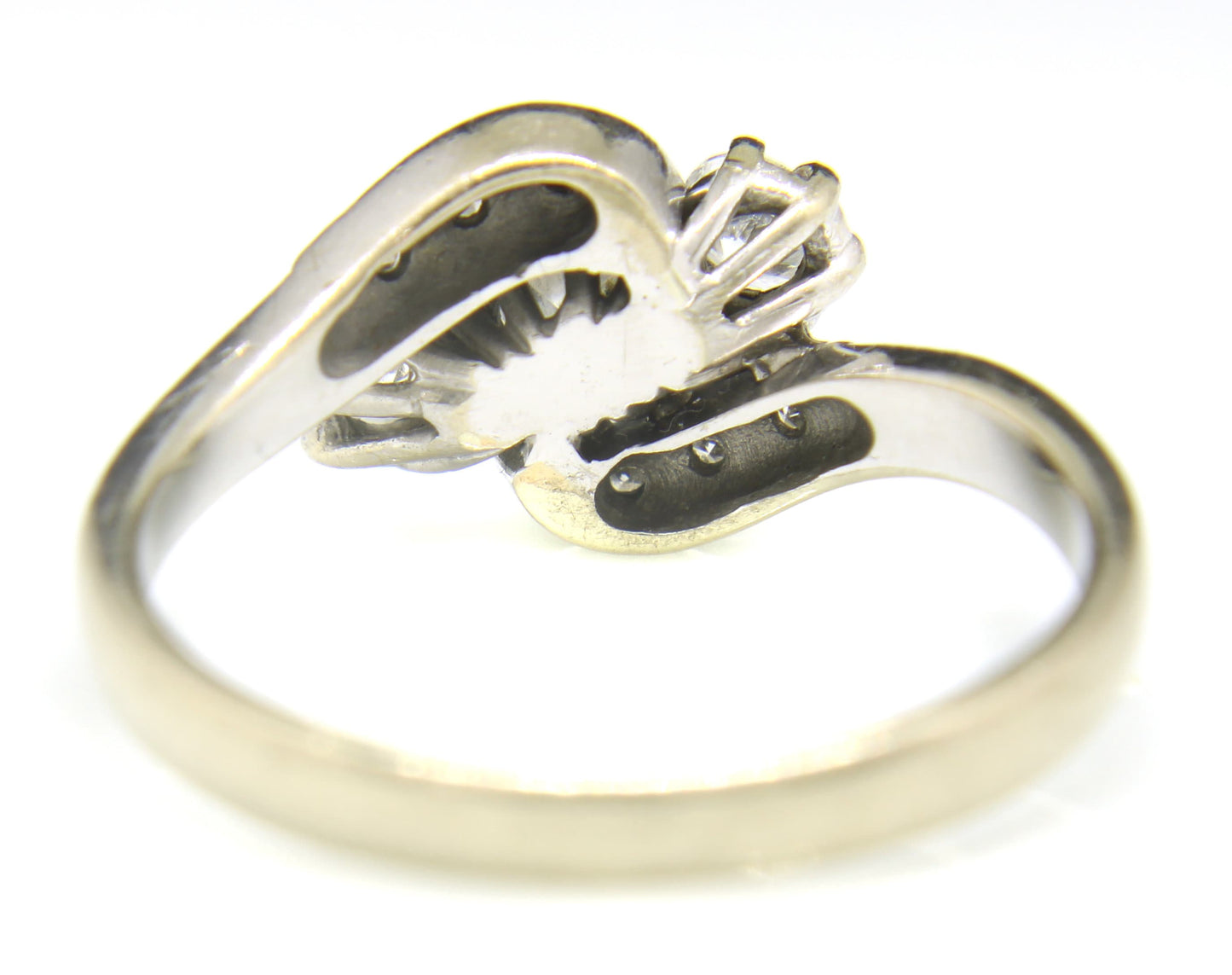 White Gold Diamond Engagement Ring Crossover/Twisted Style - fk gems