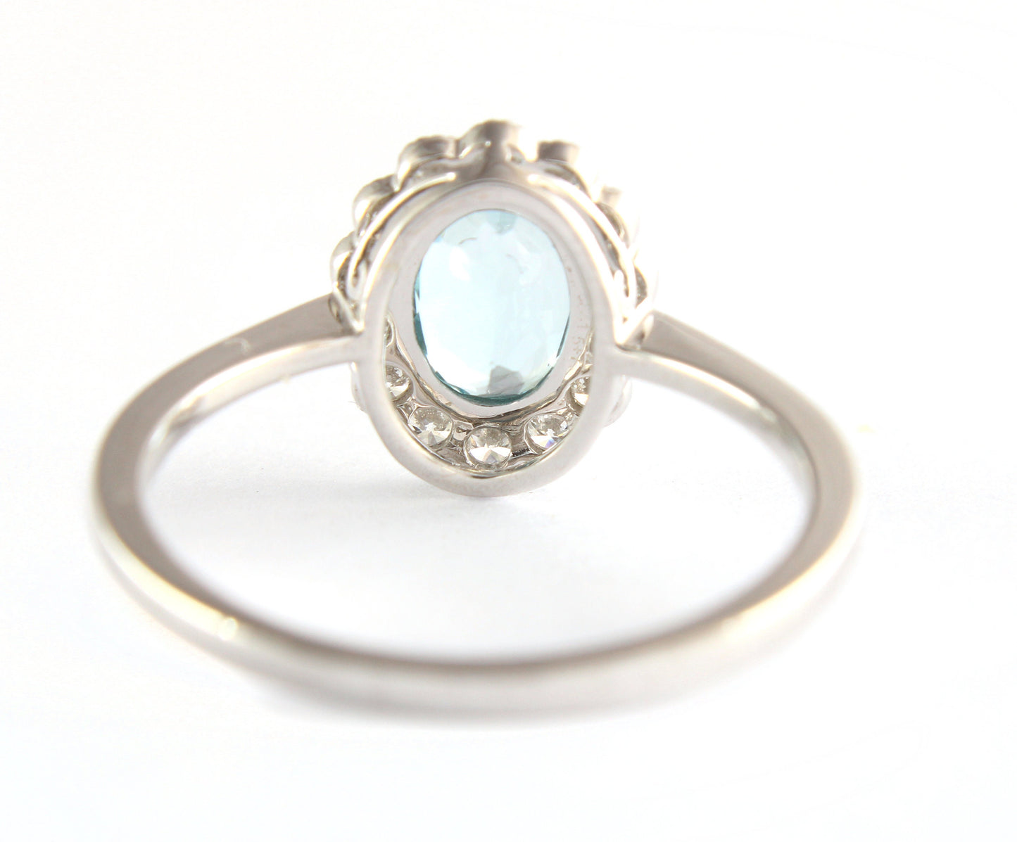 18k White Gold Aquamarine Diamond Daisy Ring - fk gems