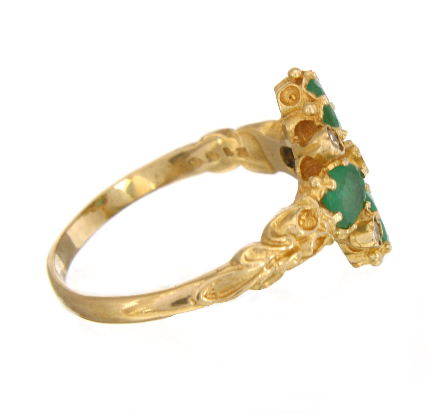 Vintage Emerald Diamond Engagement Ring - fk gems