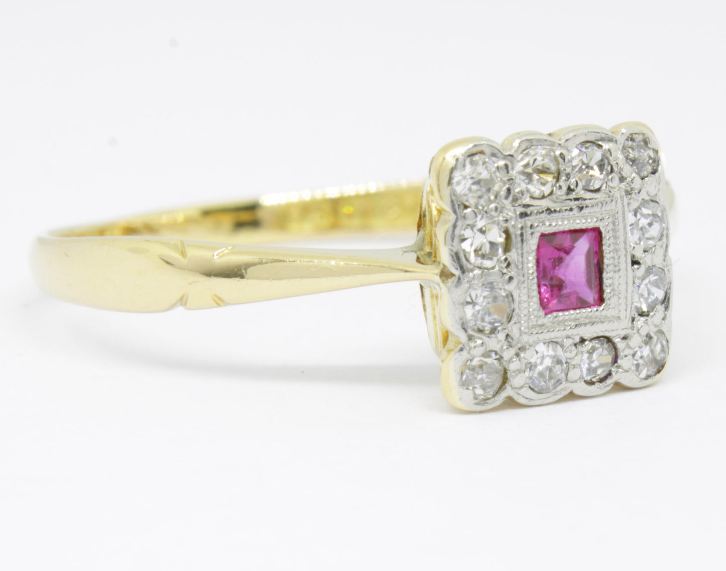Art Deco Ruby Diamond Engagement Ring - fk gems