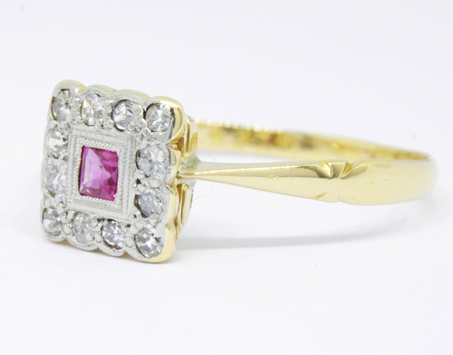 Art Deco Ruby Diamond Engagement Ring - fk gems
