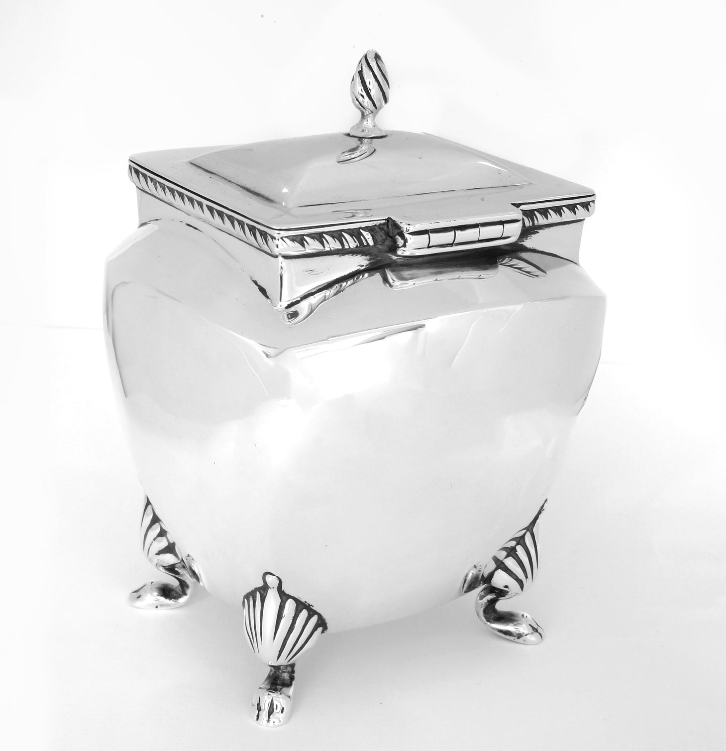 Sterling Silver Tea Caddy - Antique George V (1911) - fk gems