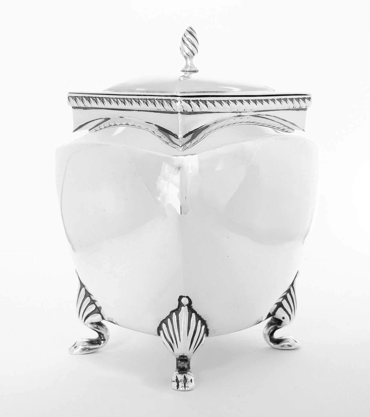 Sterling Silver Tea Caddy - Antique George V (1911) - fk gems