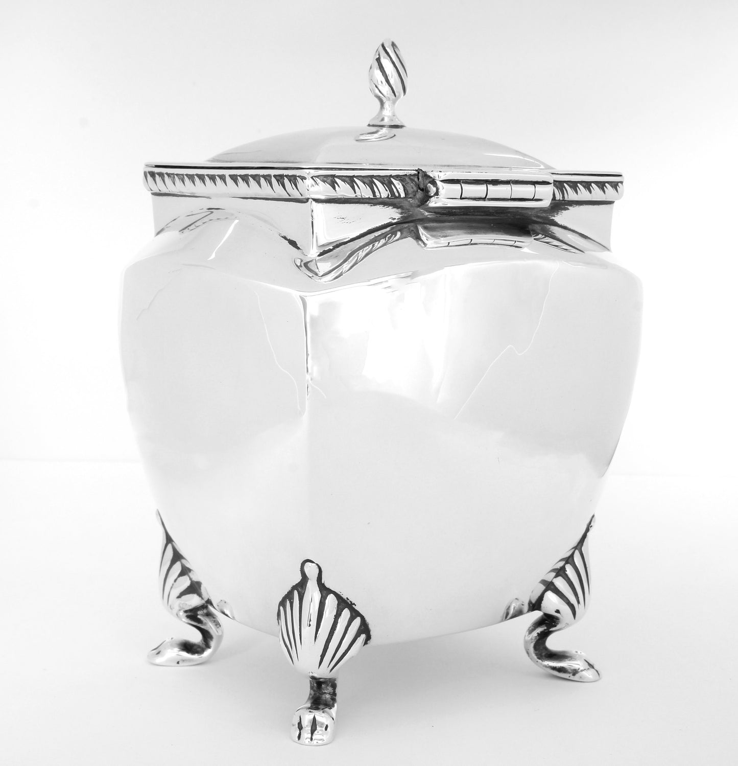 Sterling Silver Tea Caddy - Antique George V (1911) - fk gems