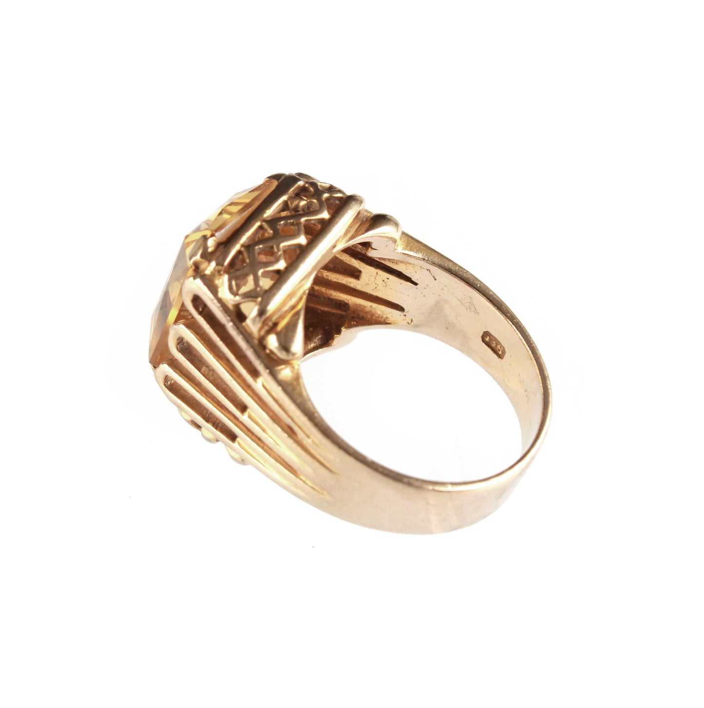 Vintage Citrine Estate Ring 7.25 (US), O1/2 (UK & Australia), Large 9k Yellow Gold cocktail Ring - fk gems