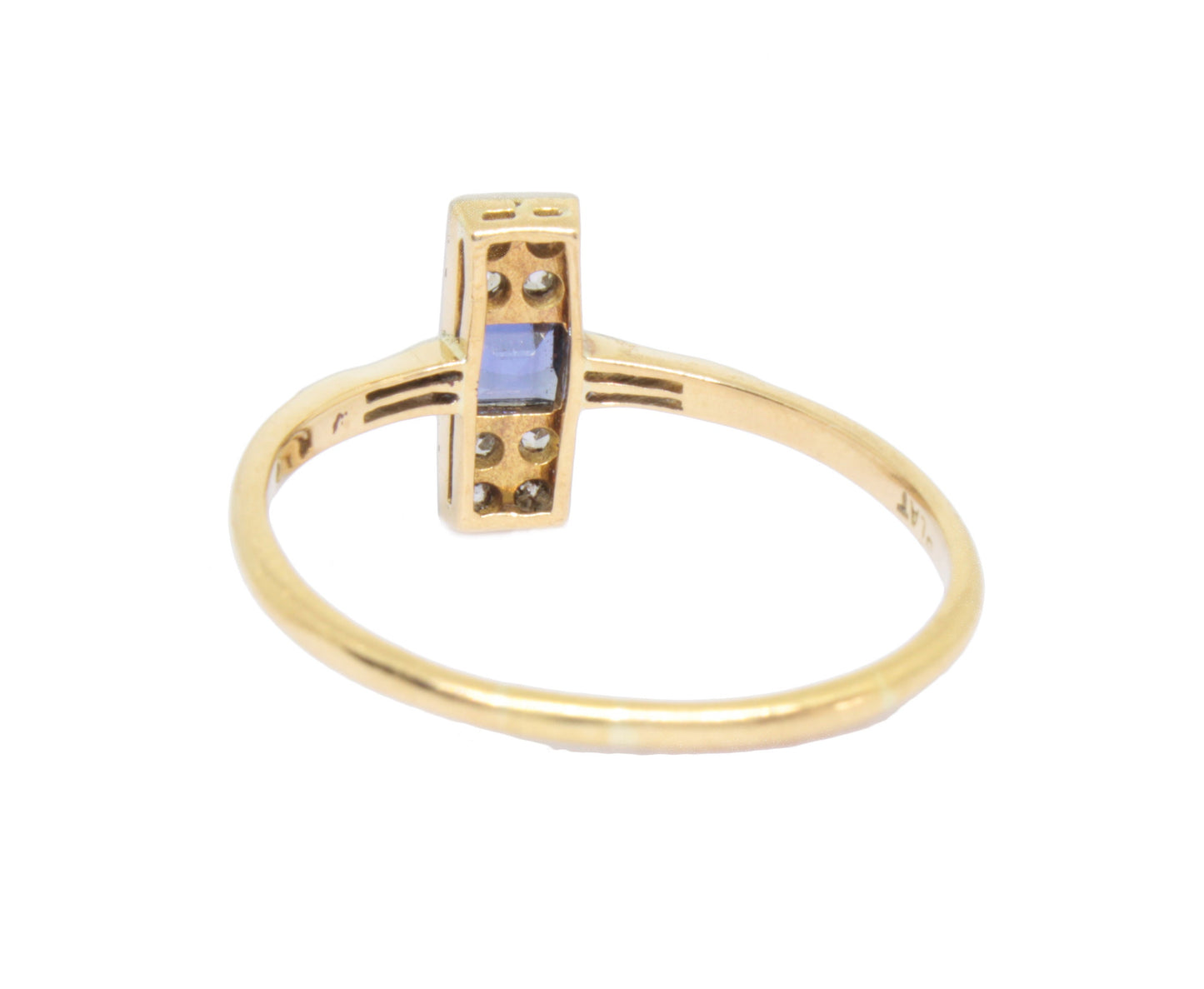 Art Deco Sapphire Diamond Engagement Ring - fk gems