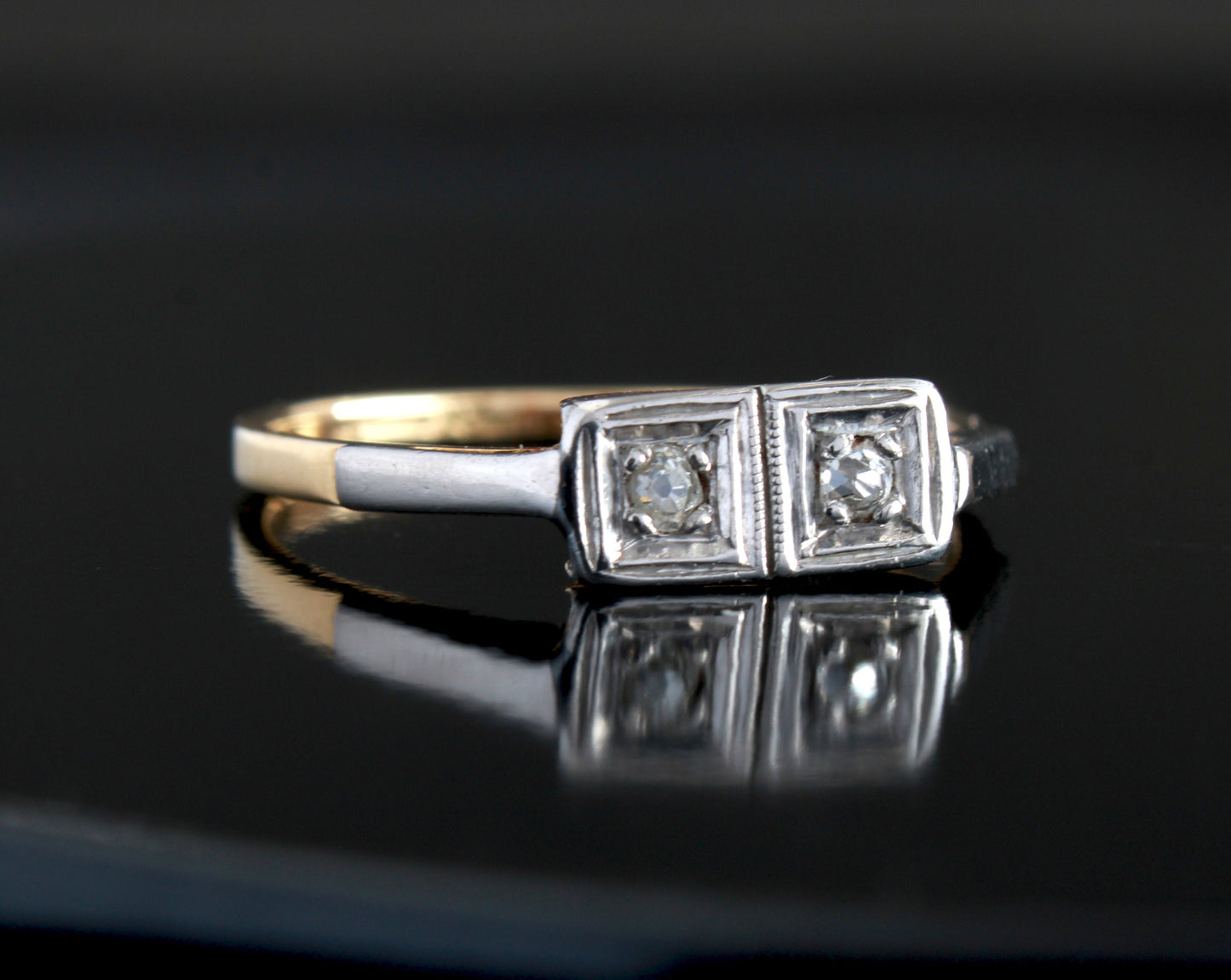 Art Deco Diamond Engagement Ring | 1920s Toi et Moi Diamond Ring - fk gems