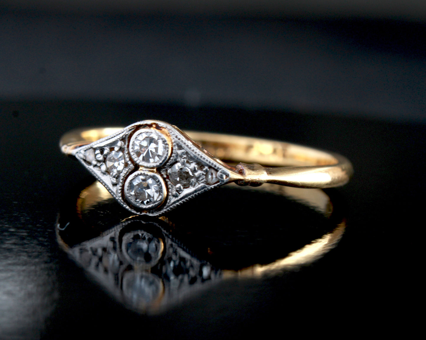 Art Deco Diamond Engagement Ring | 1920s toi et moi Diamond Ring - fk gems