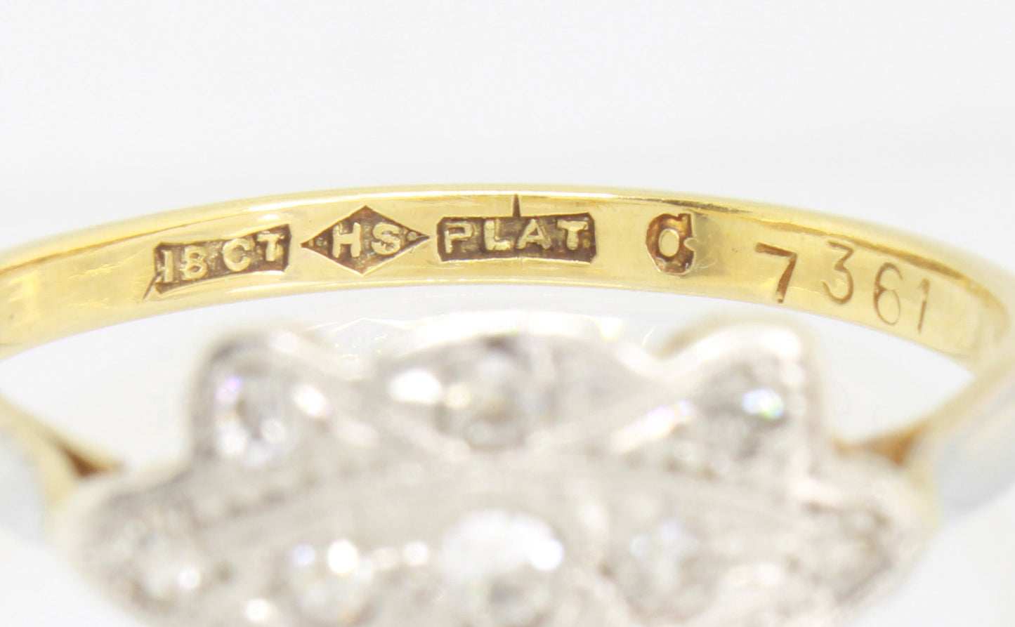 Edwardian Diamond Cluster Ring in Yellow Gold and Platinum - fk gems