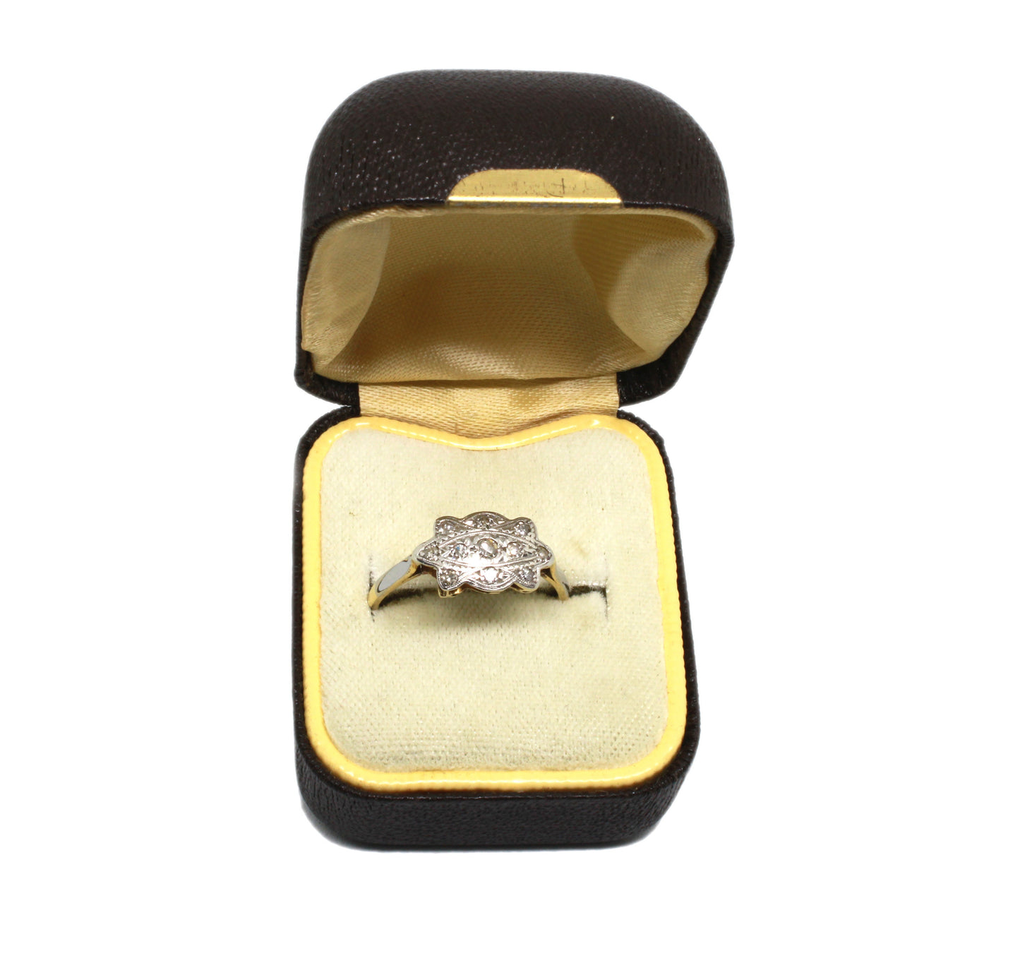 Edwardian Diamond Cluster Ring in Yellow Gold and Platinum - fk gems