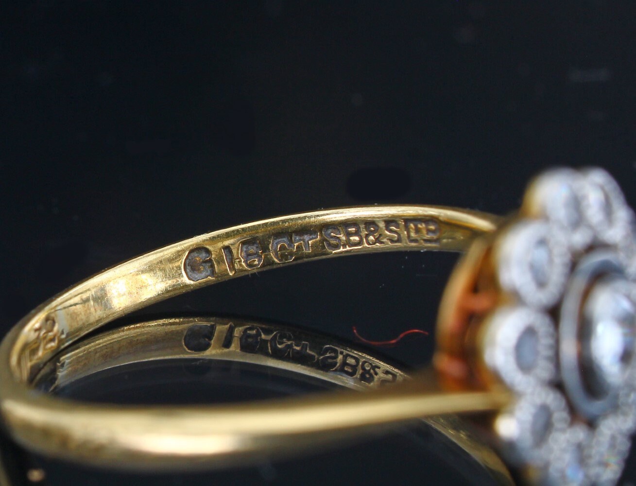 Art Deco Diamond daisy Engagement Ring | 1930s 18K Gold Diamond Ring - fk gems