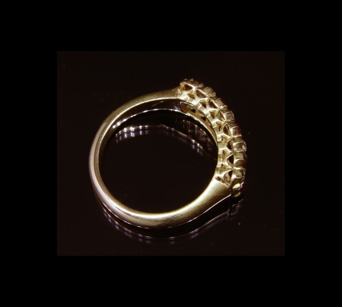 Antique Victorian Diamond Ruby Engagement Ring - fk gems