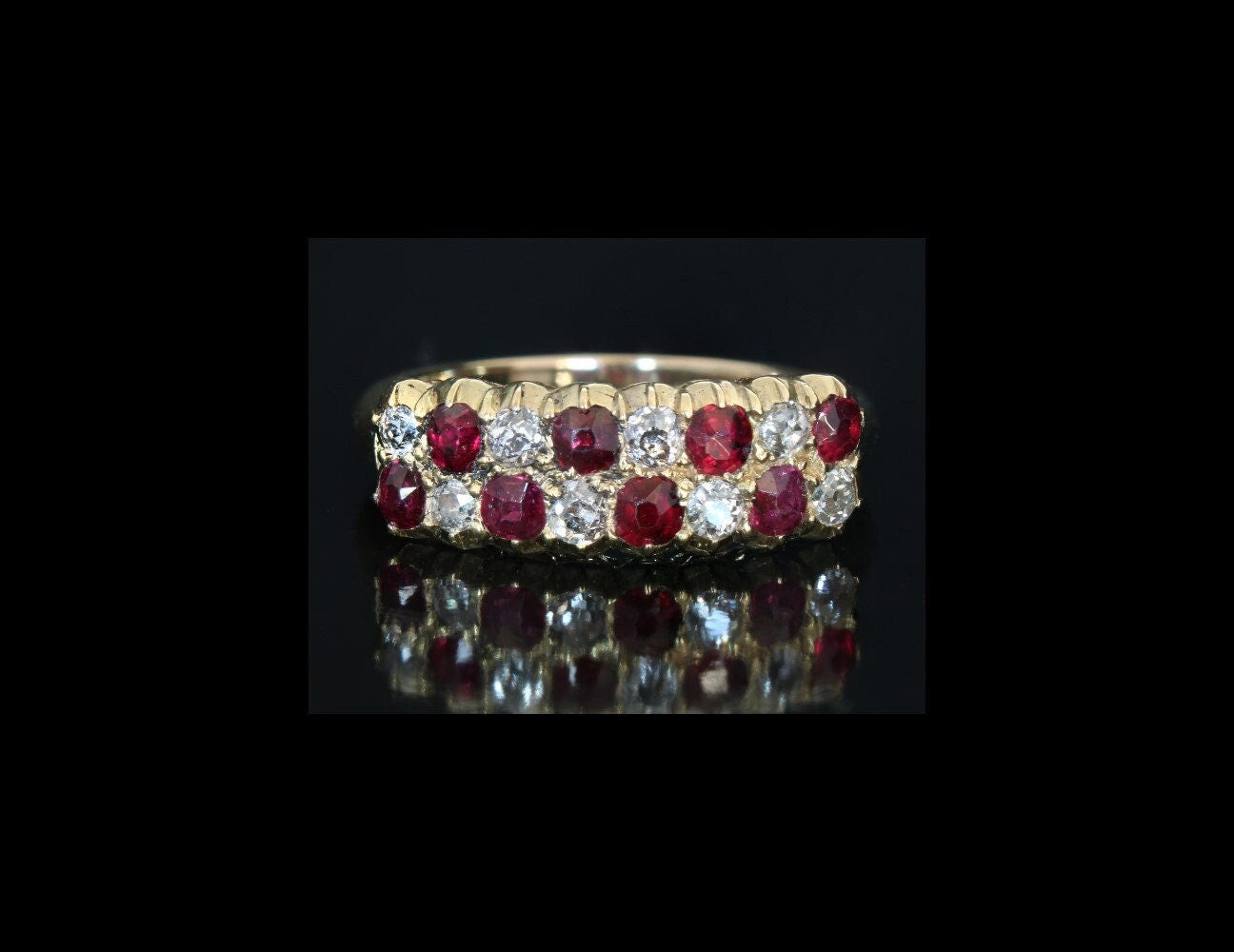 Antique Victorian Diamond Ruby Engagement Ring - fk gems