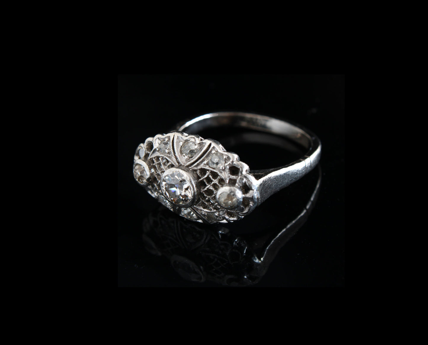 Vintage Platinum Diamond Engagement Ring, Natural Diamonds Dress Ring, Band Size 5 US, J UK - fk gems