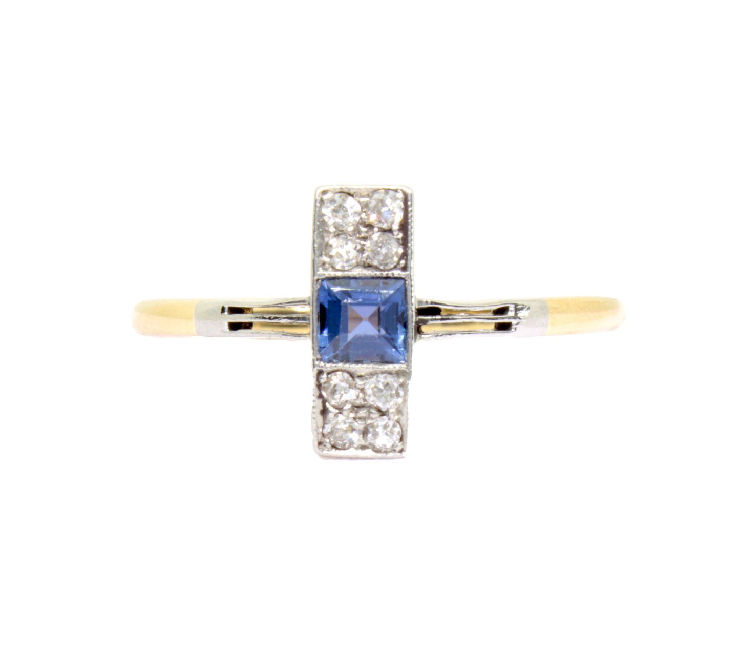 Art Deco Sapphire Diamond Engagement Ring - fk gems