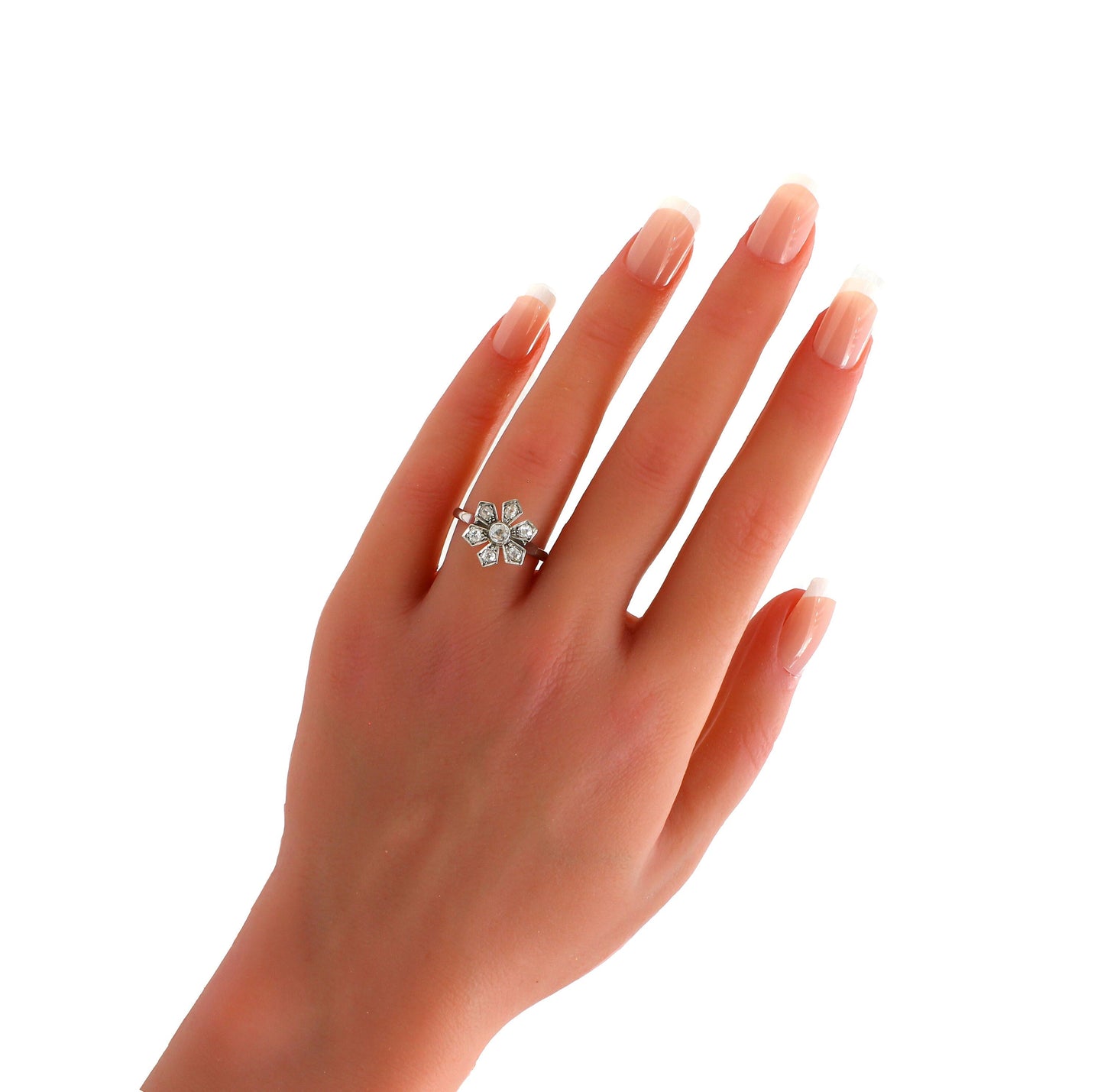 Vintage 18k Diamond Cluster Engagement Ring Size US 6, UK/AU L - fk gems