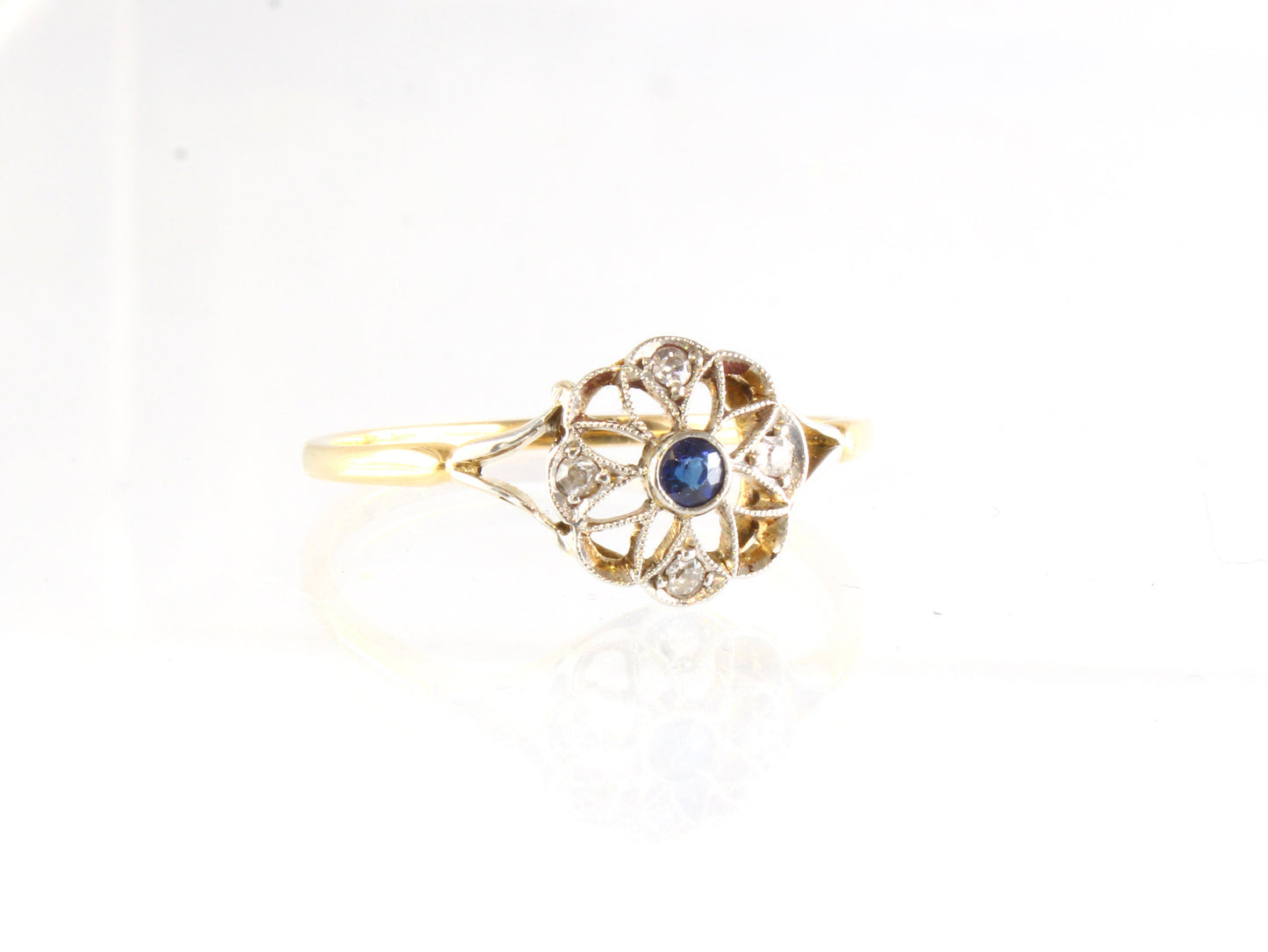 Art Deco Sapphire Diamond Engagement Ring Dated 1921 - fk gems
