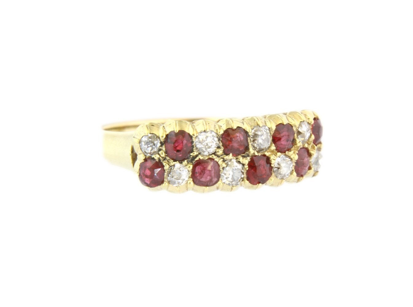 Antique Victorian Diamond Ruby Engagement Ring - fk gems