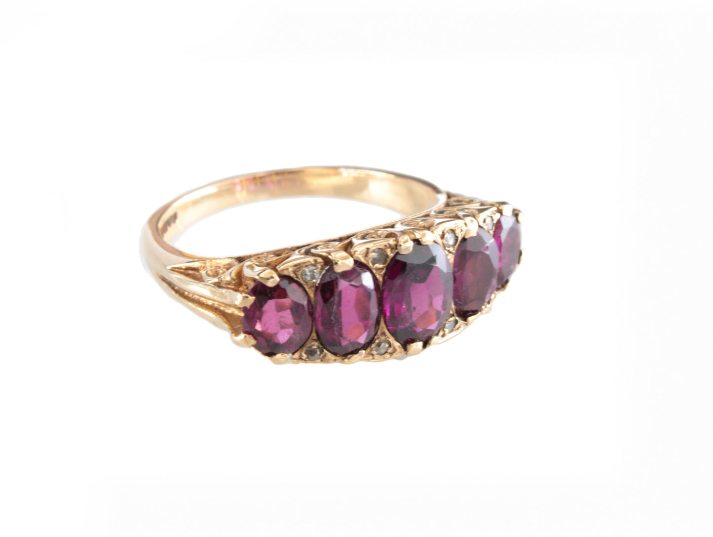 Vintage Amethyst Diamond Ring in 9k Gold - fk gems