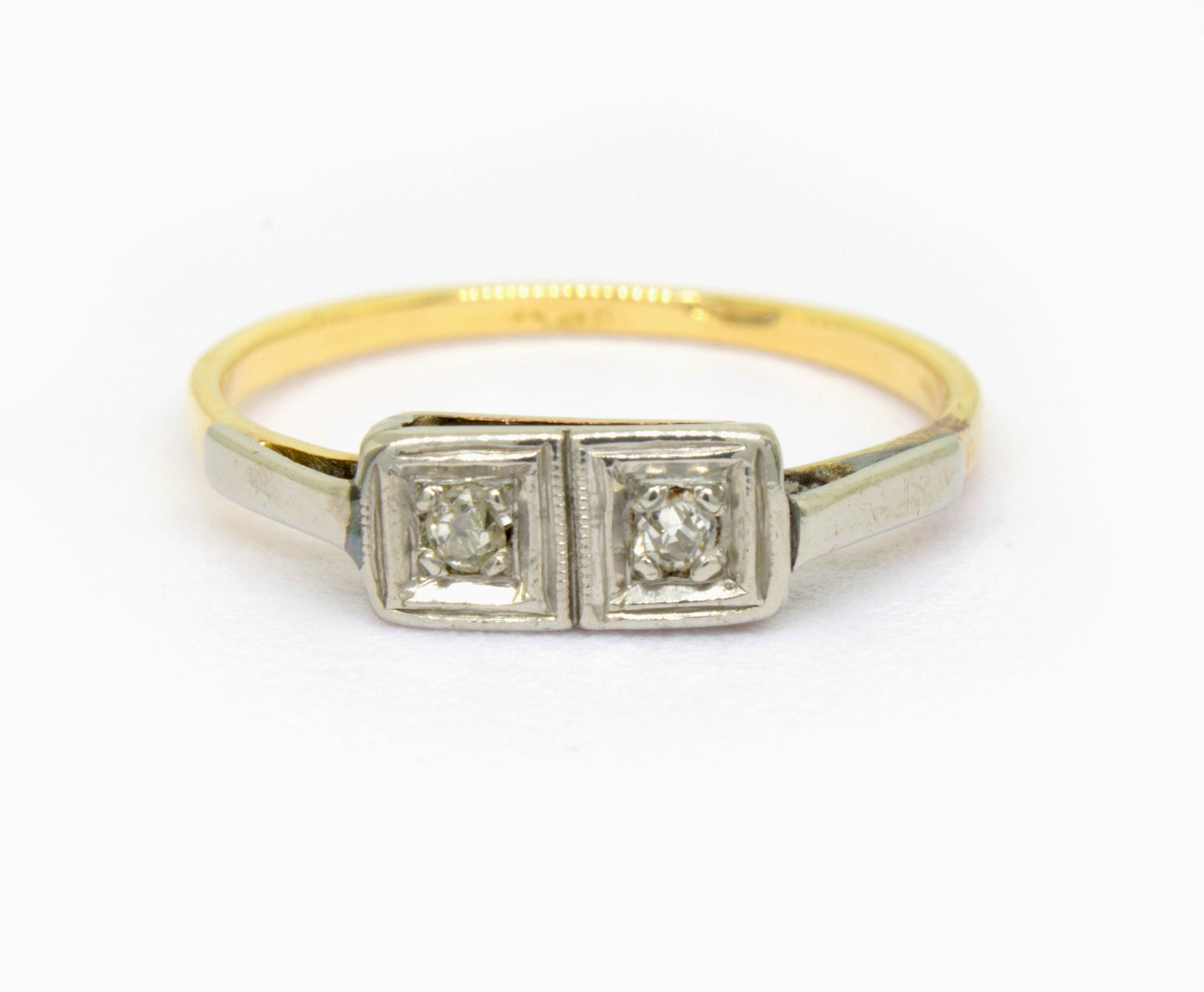 Art Deco Diamond Engagement Ring | 1920s Toi et Moi Diamond Ring - fk gems