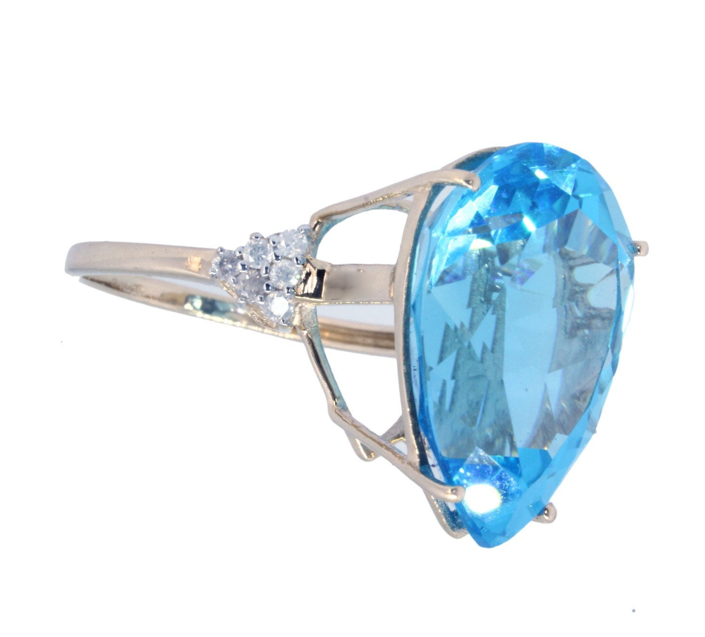 Large Blue Topaz & Diamond Cocktail Ring - fk gems