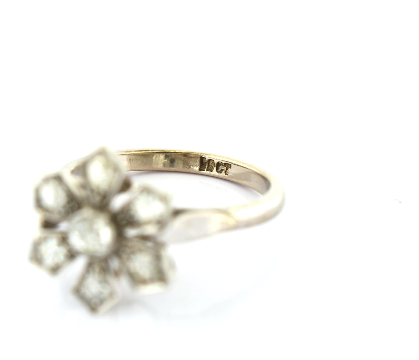 Vintage 18k Diamond Cluster Engagement Ring Size US 6, UK/AU L - fk gems