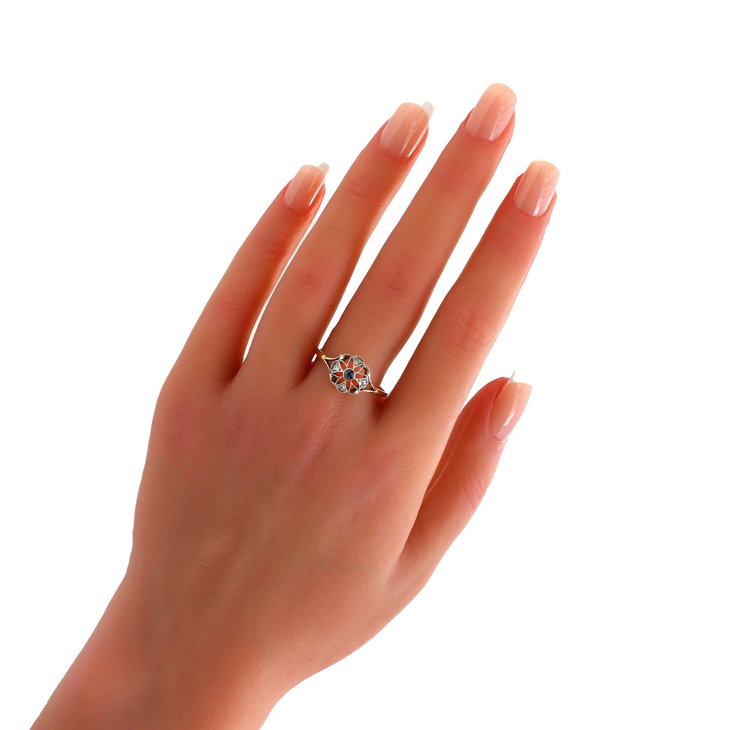 Art Deco Sapphire Diamond Engagement Ring Dated 1921 - fk gems
