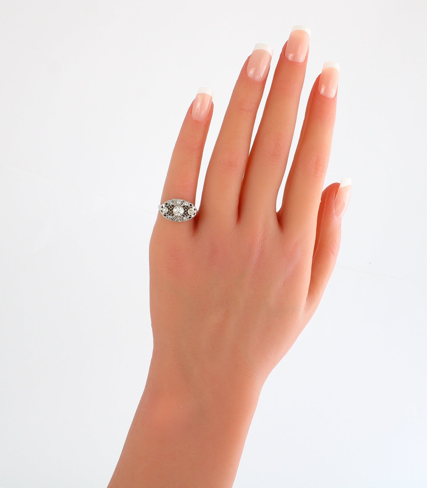 Vintage Platinum Diamond Engagement Ring, Natural Diamonds Dress Ring, Band Size 5 US, J UK - fk gems