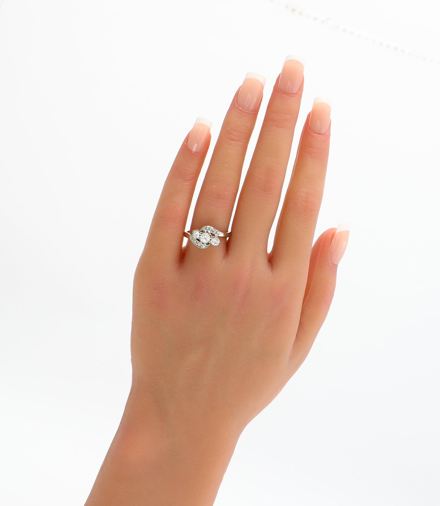 White Gold Diamond Engagement Ring Crossover/Twisted Style - fk gems