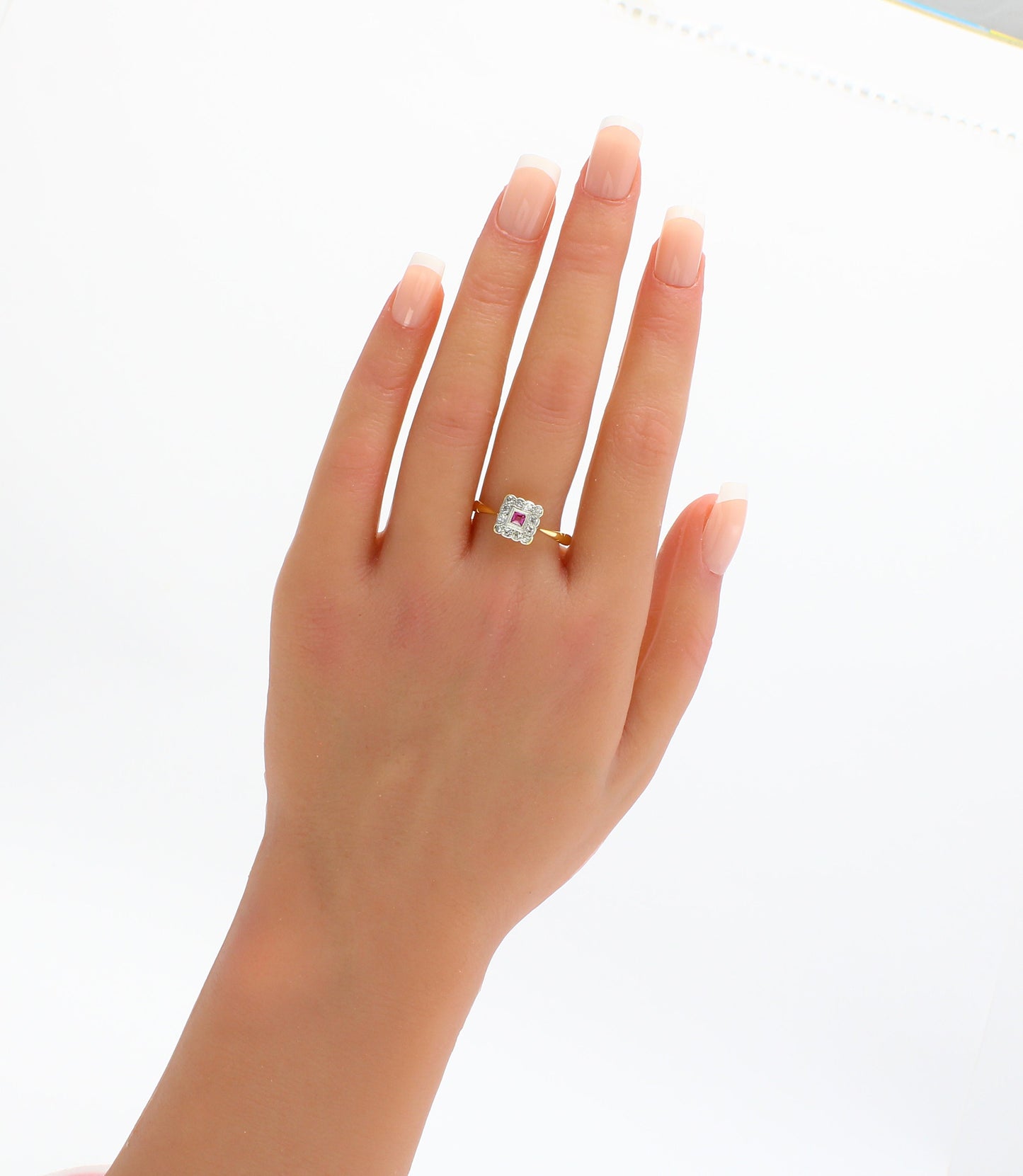 Art Deco Ruby Diamond Engagement Ring - fk gems