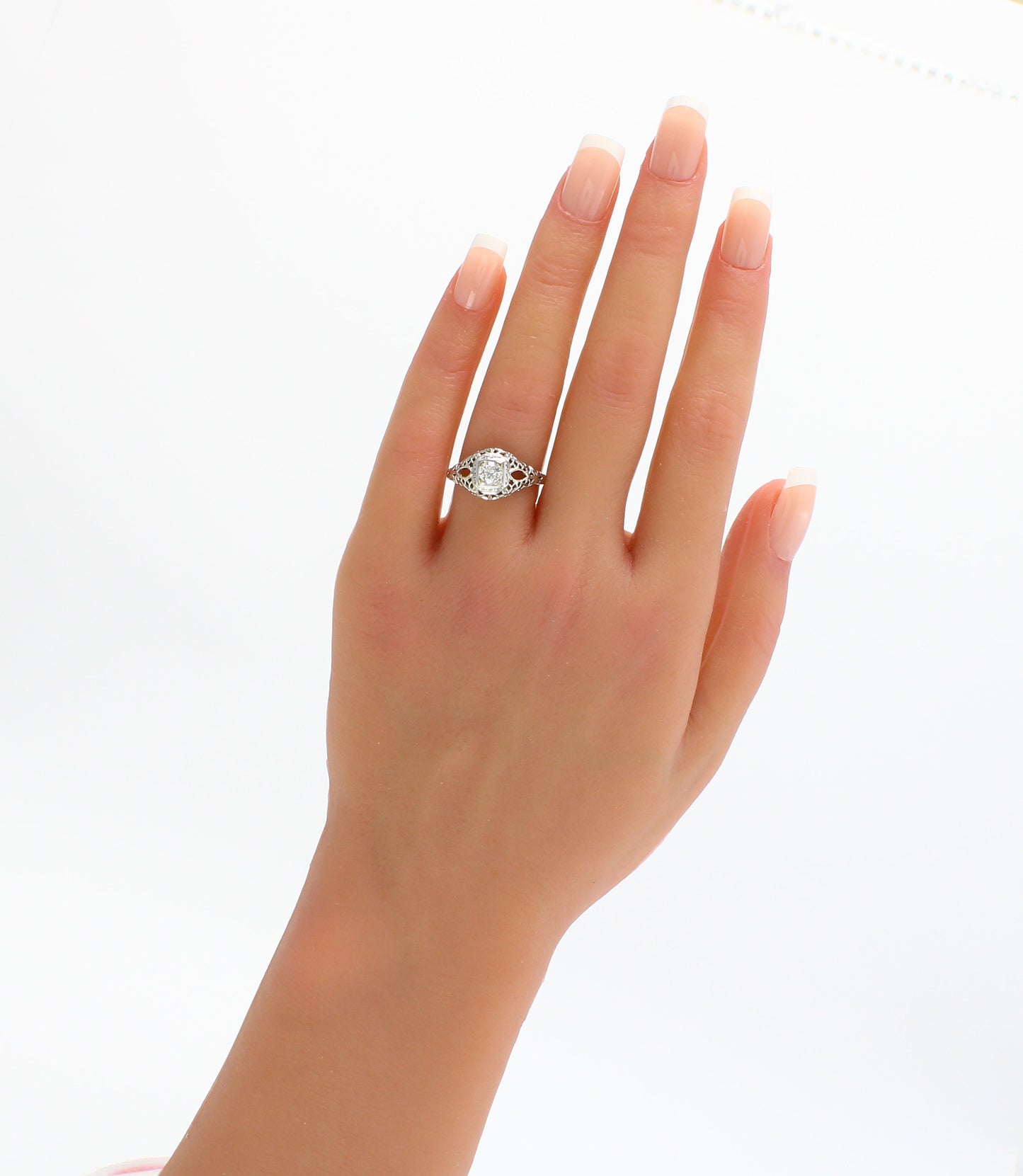 Vintage Art Deco Diamond Solitaire Engagement Ring c1920s - fk gems