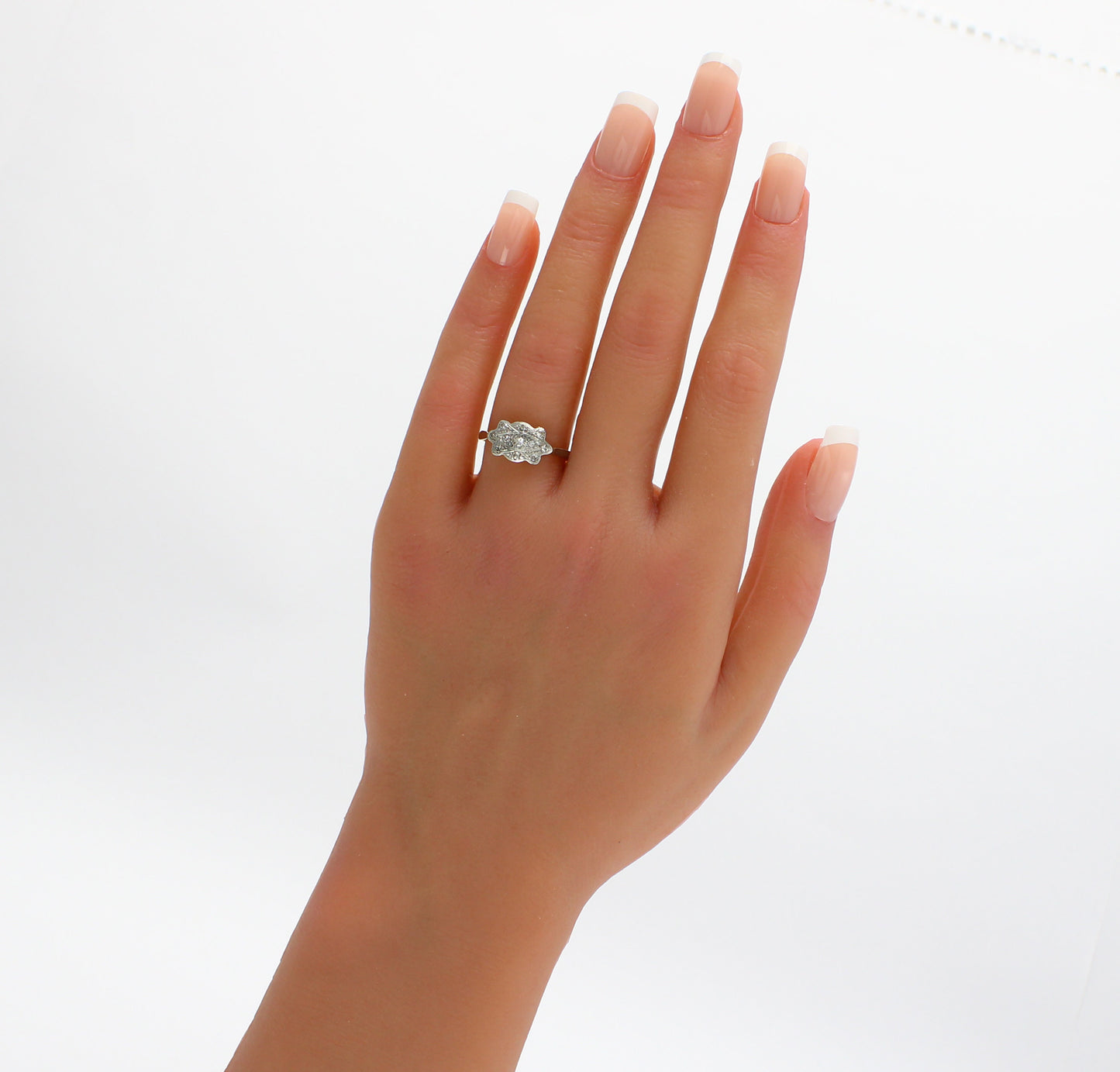 Edwardian Diamond Cluster Ring in Yellow Gold and Platinum - fk gems