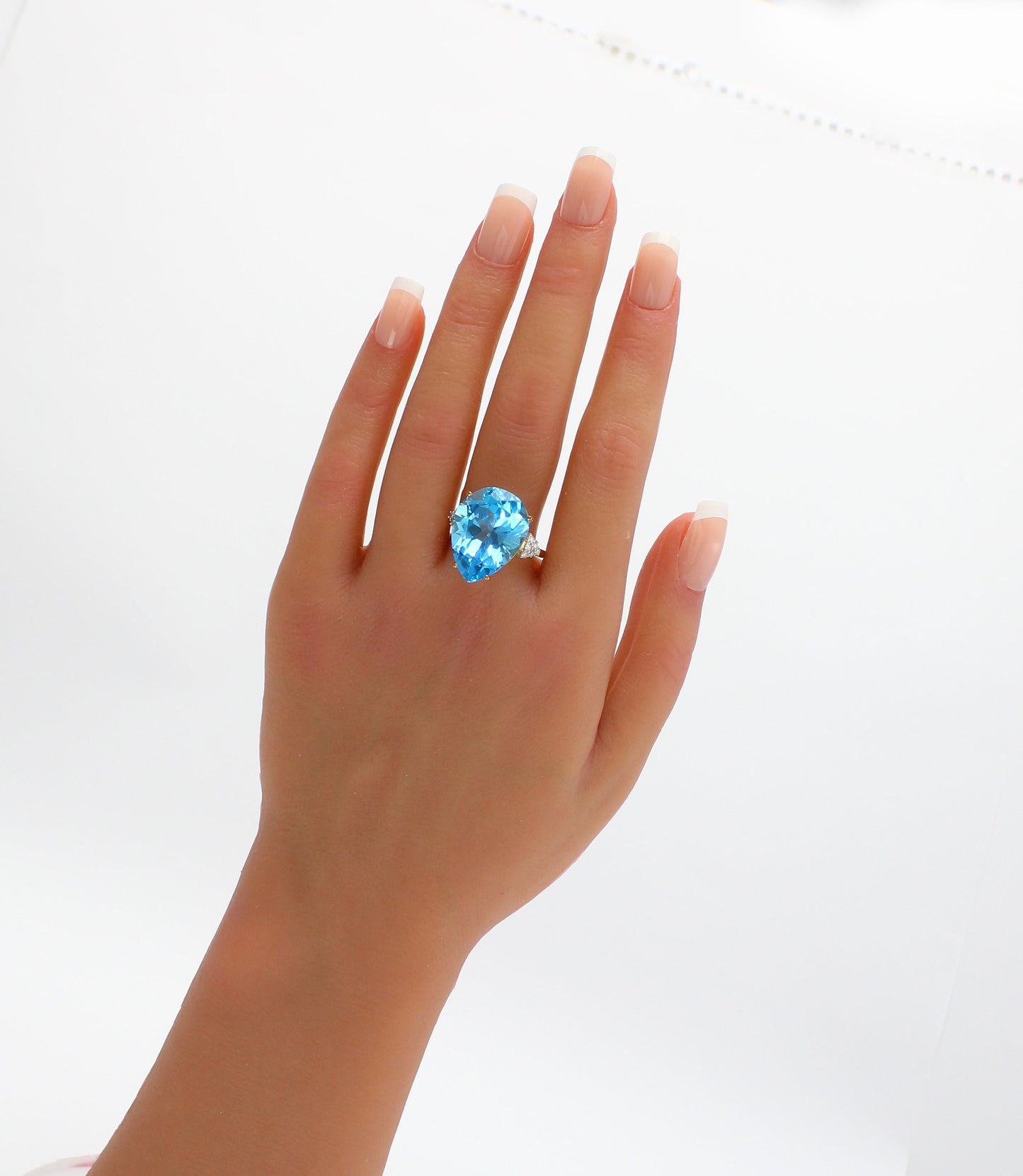 Large Blue Topaz & Diamond Cocktail Ring - fk gems