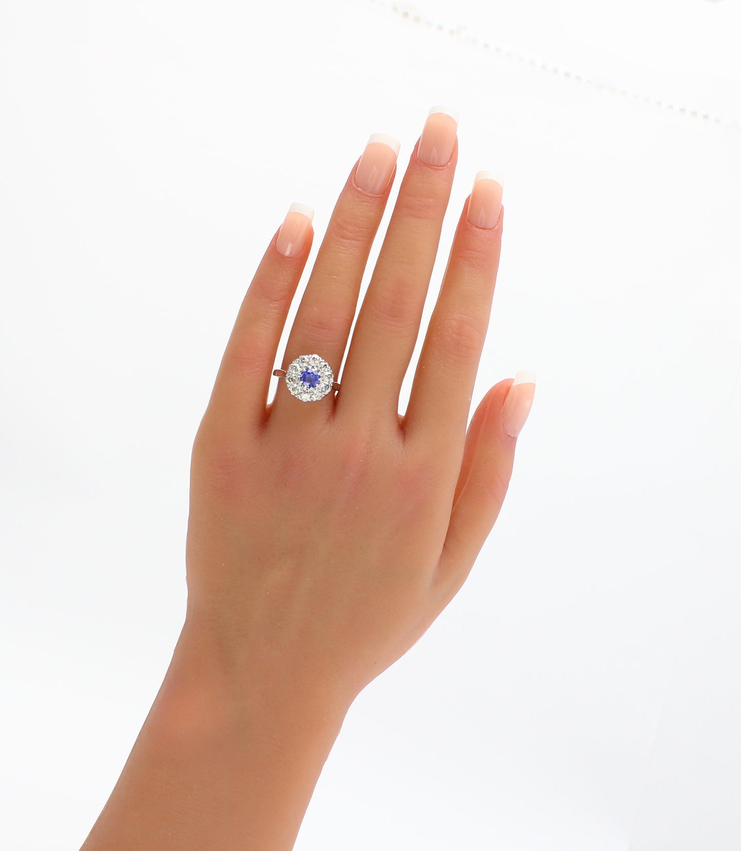 Antique Blue Sapphire Diamond Platinum Ring - fk gems