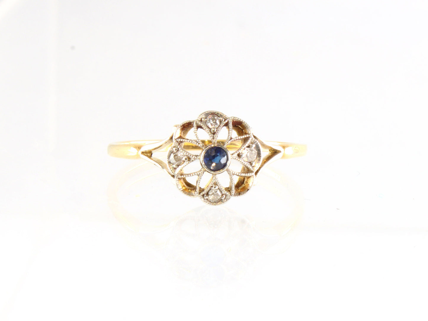Art Deco Sapphire Diamond Engagement Ring Dated 1921 - fk gems
