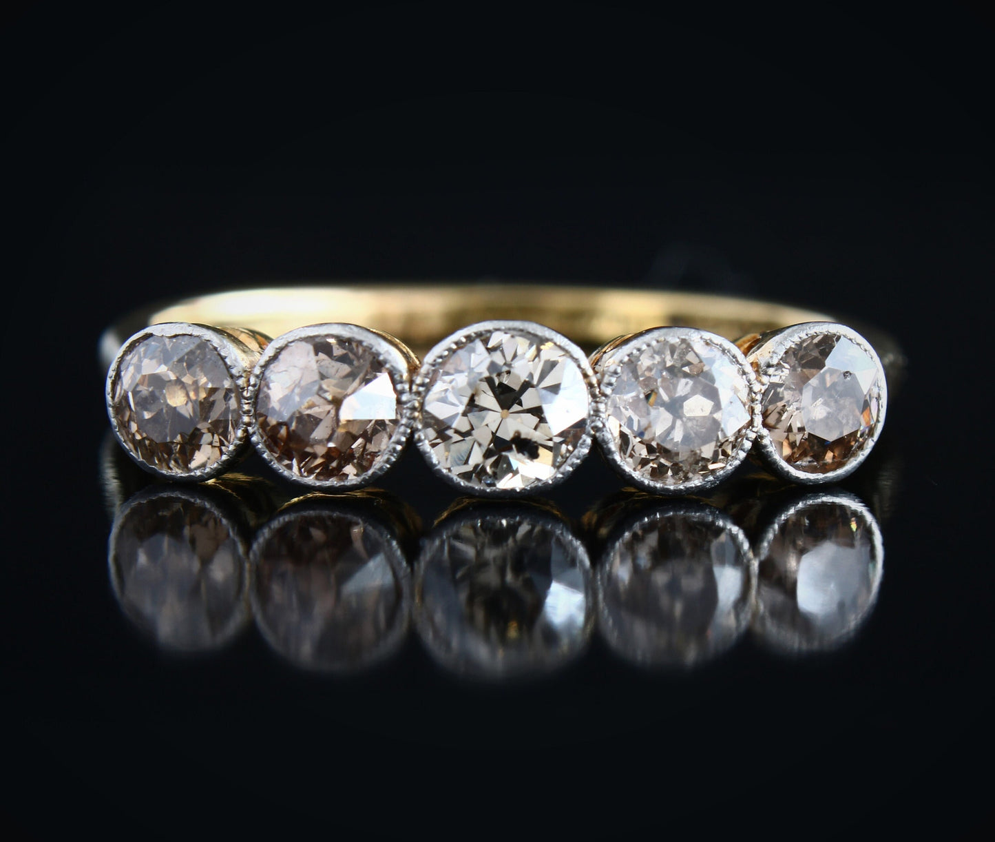 Antique Edwardian Diamond Engagement Ring, Handmade 18K Old Cut Diamond Ring - fk gems