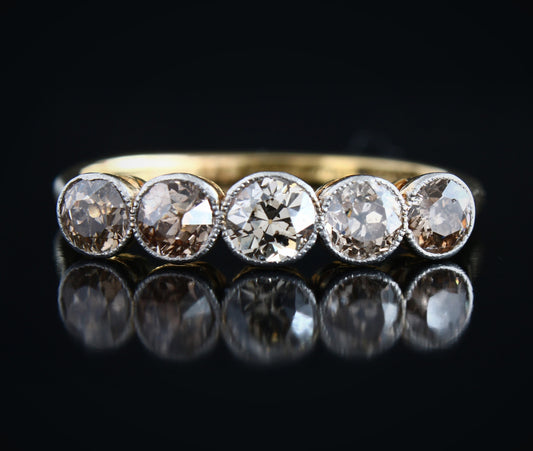 Antique Edwardian Diamond Engagement Ring, Handmade 18K Old Cut Diamond Ring - fk gems