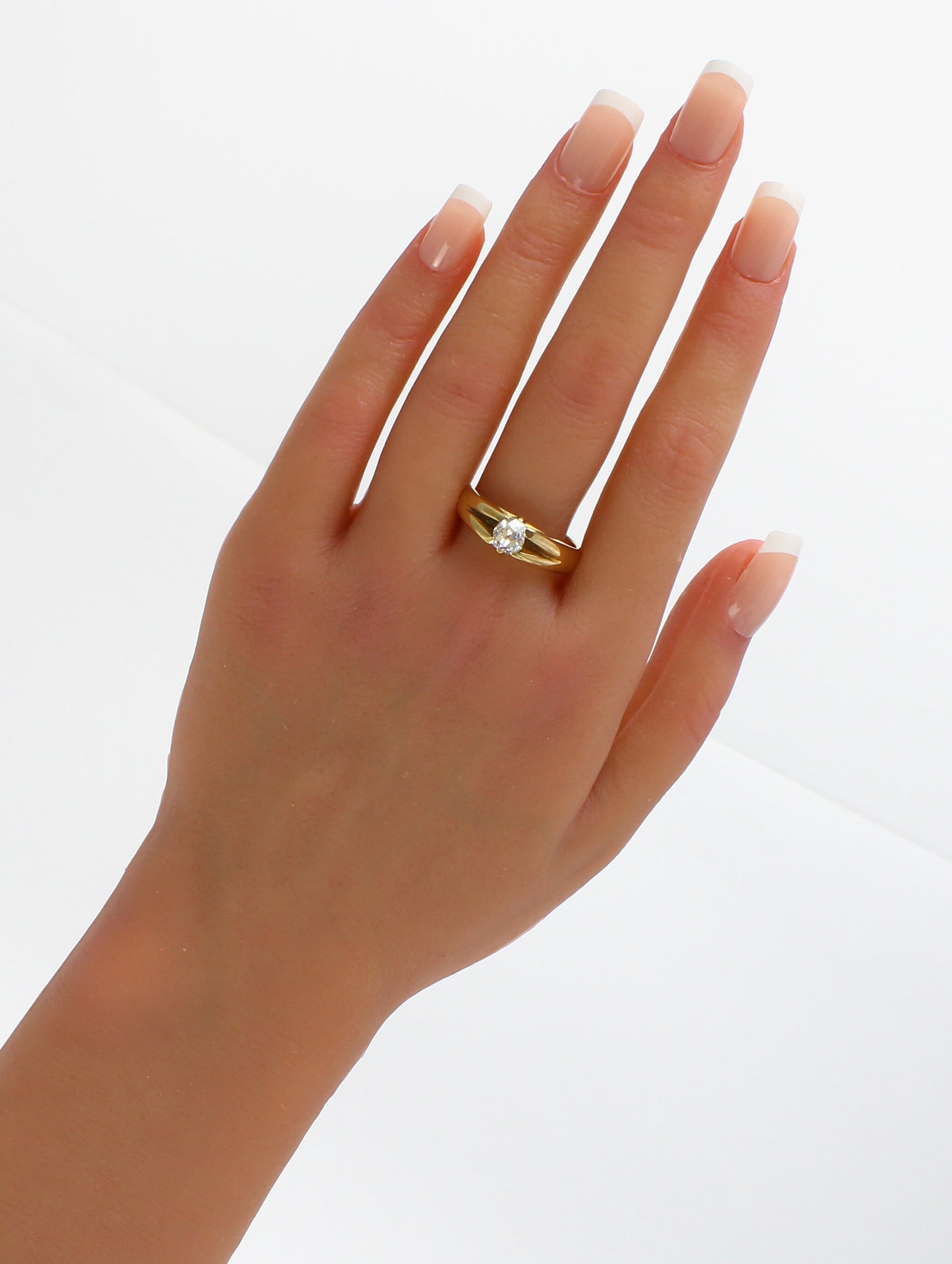 Art Deco Old Cut Diamond Solitaire Engagement Ring - fk gems