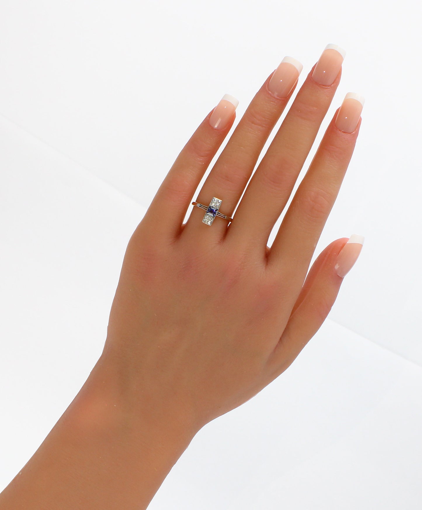 Art Deco Sapphire Diamond Engagement Ring - fk gems