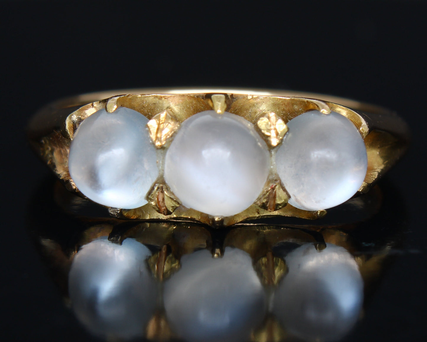 Antique Moonstone Gold Ring Size 5 US (K UK) - fk gems