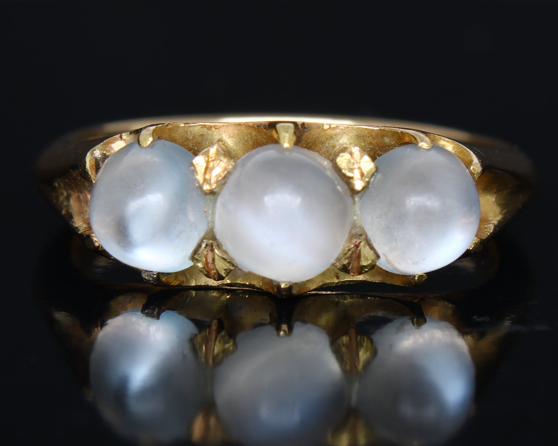 Antique Moonstone Gold Ring Size 5 US (K UK) - fk gems