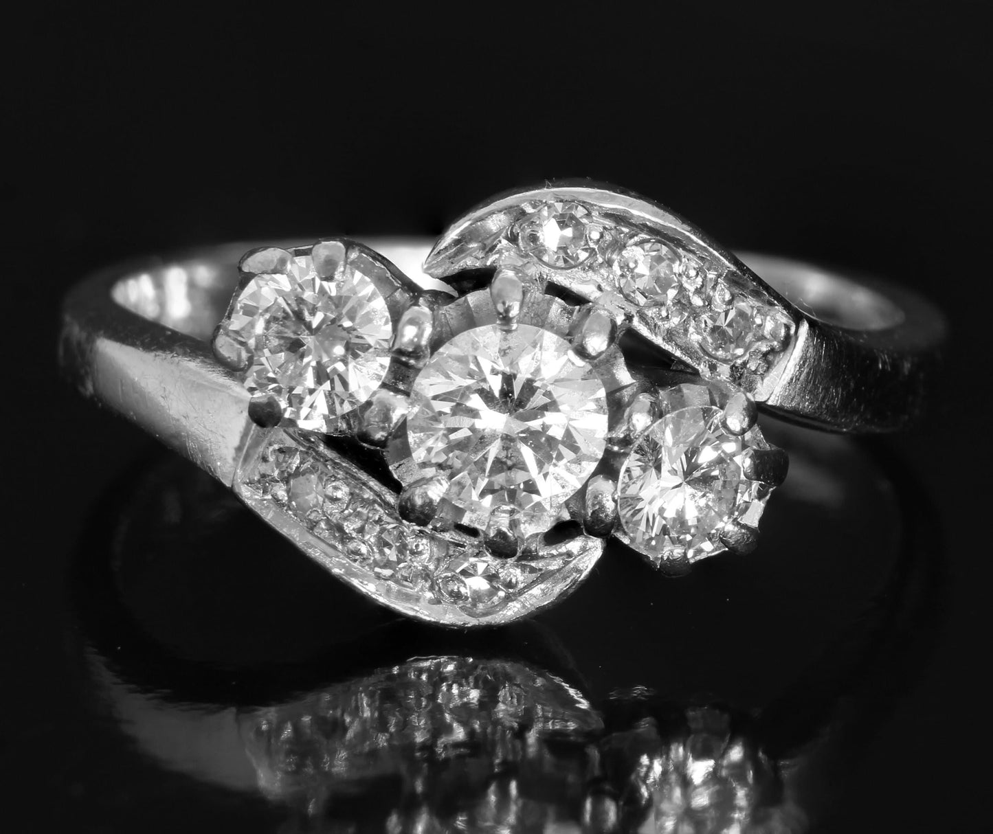 White Gold Diamond Engagement Ring Crossover/Twisted Style - fk gems