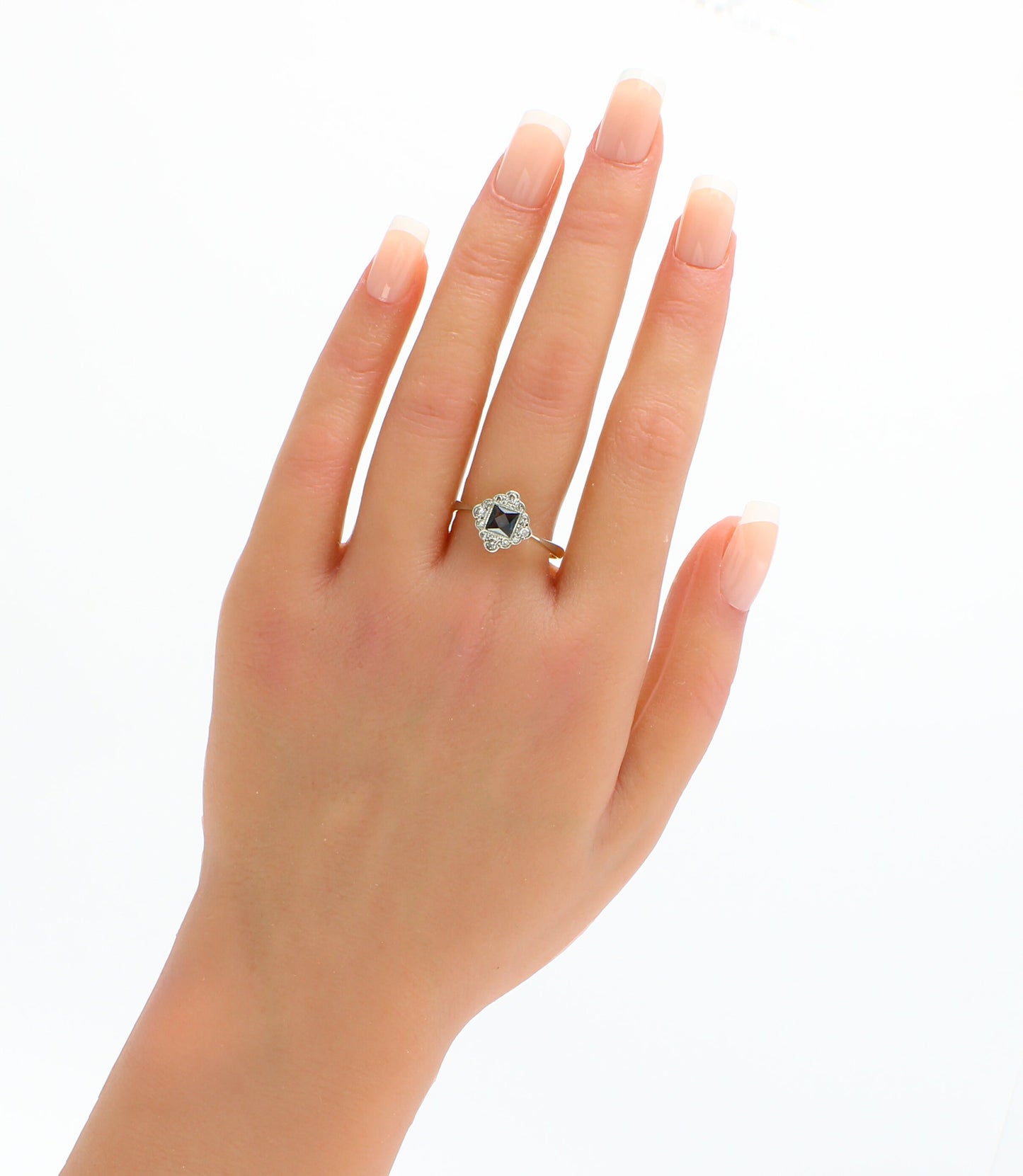 Vintage Art Deco Sapphire Diamond Engagement Ring - fk gems