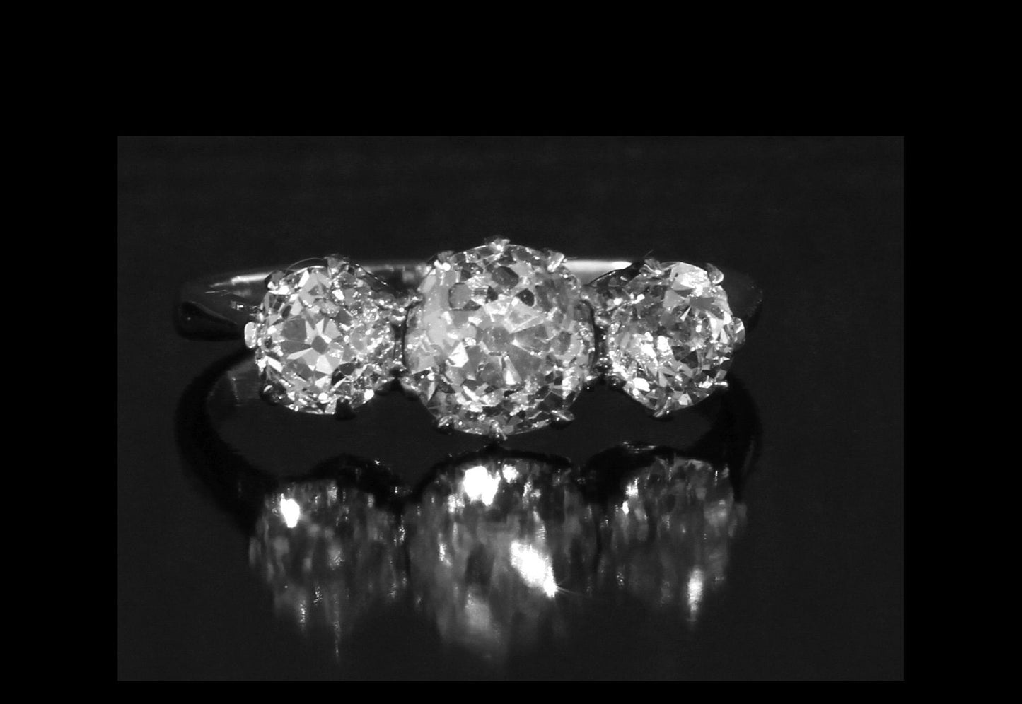 Vintage Diamond Engagement Ring in 18k White Gold & Natural Old Cut Diamonds - fk gems