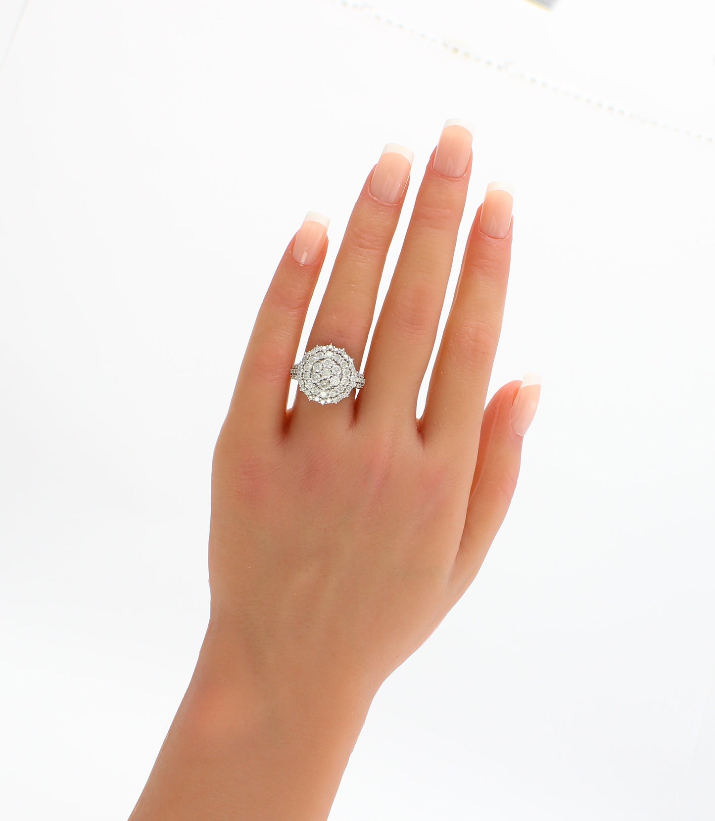 Stunning Diamond Cocktail Ring - 18k White Gold Floral Statement Piece with Natural Diamonds - fk gems